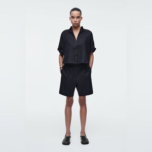 COS TAILORED ELASTICATED LINEN SHORTS Size Medium